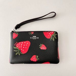 Coach Strawberry Wristlet Black